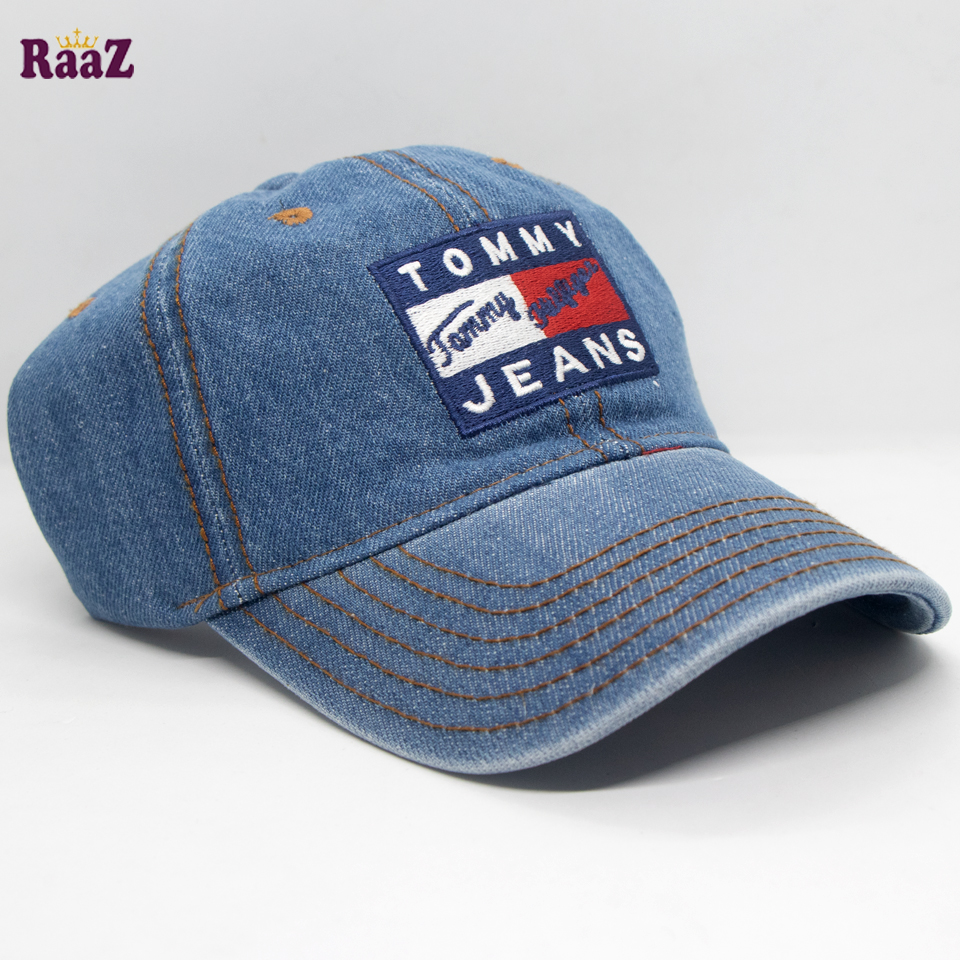 Picture of Light Blue Denim Embroidery Logo Curved Visor Cap