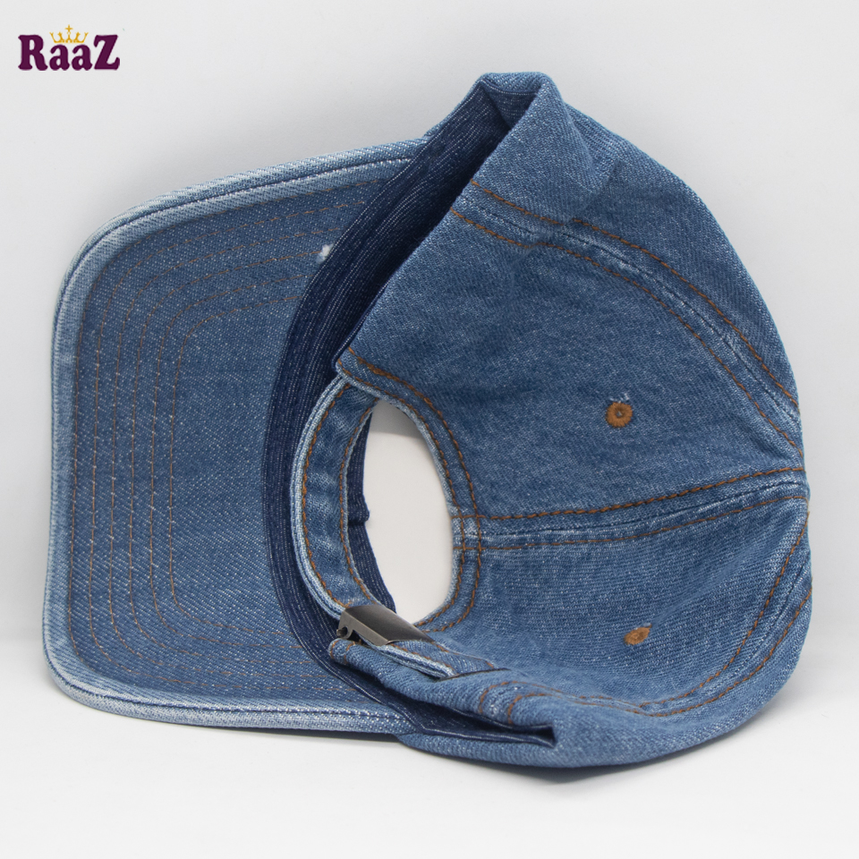 Picture of Light Blue Denim Embroidery Logo Curved Visor Cap