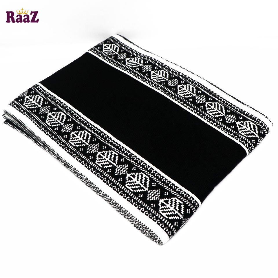Picture of Black And White 2 in 1 design Winter Woolen Scarf, Soft Muffler Stylish Fashion Scarf For Men And Women