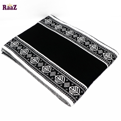 Picture of Black And White 2 in 1 design Winter Woolen Scarf, Soft Muffler Stylish Fashion Scarf For Men And Women