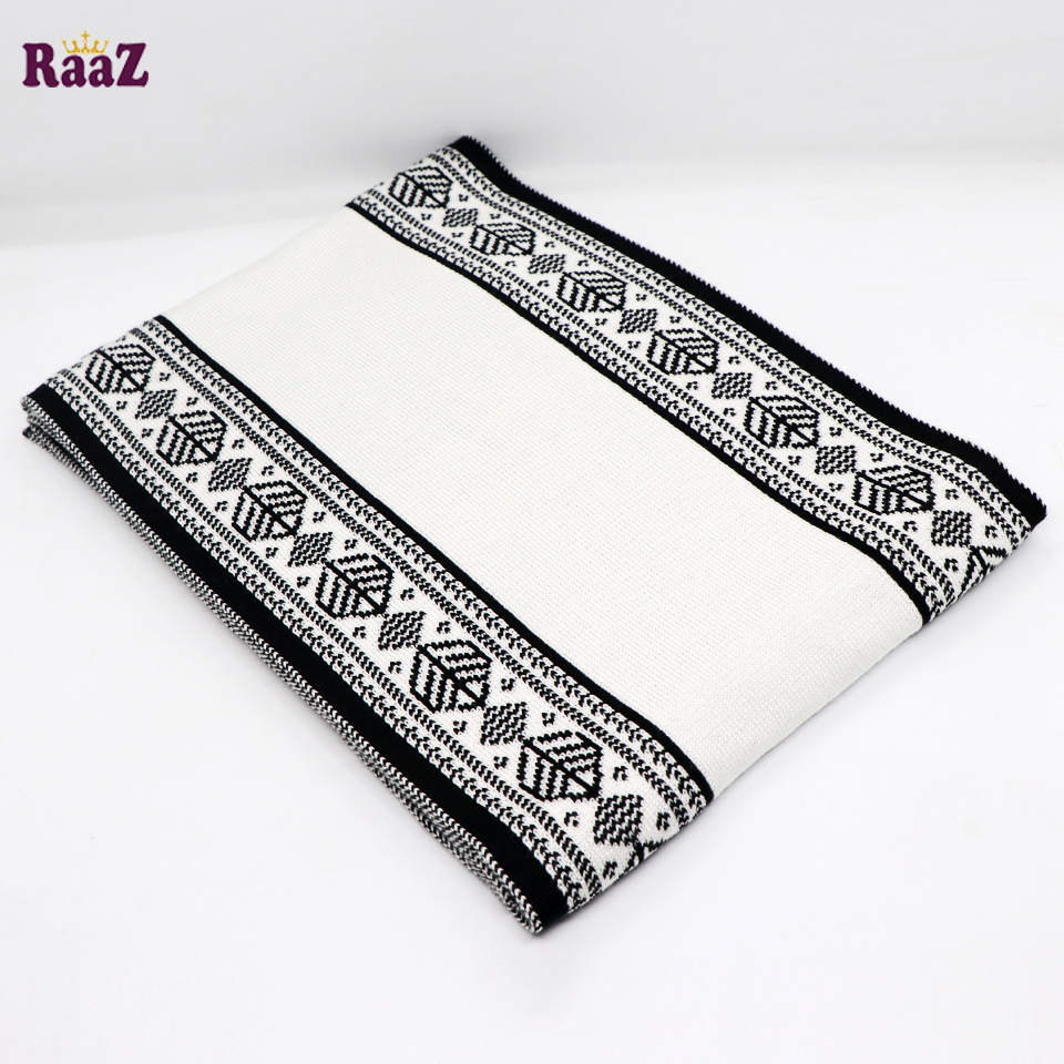 Picture of Black And White 2 in 1 design Winter Woolen Scarf, Soft Muffler Stylish Fashion Scarf For Men And Women