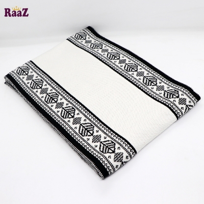 Picture of Black And White 2 in 1 design Winter Woolen Scarf, Soft Muffler Stylish Fashion Scarf For Men And Women