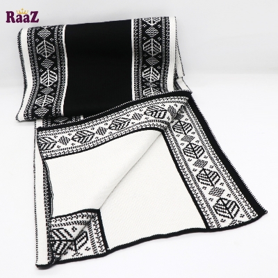 Picture of Black And White 2 in 1 design Winter Woolen Scarf, Soft Muffler Stylish Fashion Scarf For Men And Women