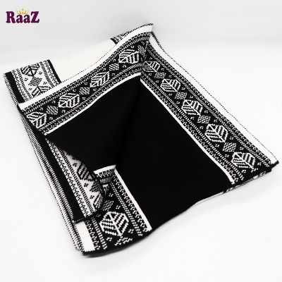Picture of Black And White 2 in 1 design Winter Woolen Scarf, Soft Muffler Stylish Fashion Scarf For Men And Women