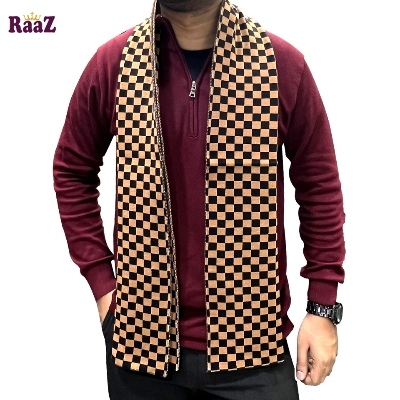 Picture of Black And Brown Trendy Check Stylish Fashion Soft Scarf, Men's And Women' Woolen Winter Muffler