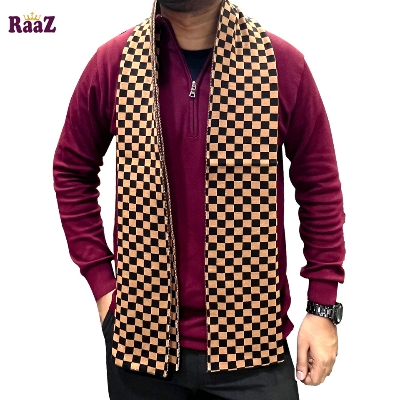 Picture of Black And Brown Trendy Check Stylish Fashion Soft Scarf, Men's And Women' Woolen Winter Muffler