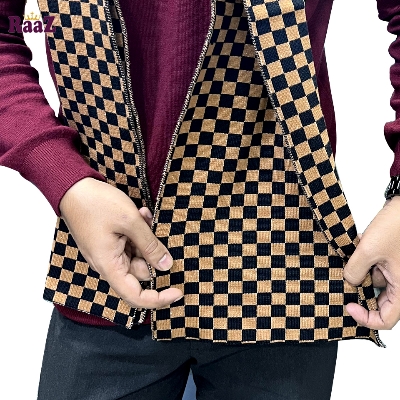 Picture of Black And Brown Trendy Check Stylish Fashion Soft Scarf, Men's And Women' Woolen Winter Muffler