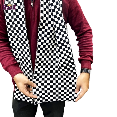 Picture of Black And White Trendy Check Stylish Fashion Soft Scarf, Men's And Women' Woolen Winter Muffler