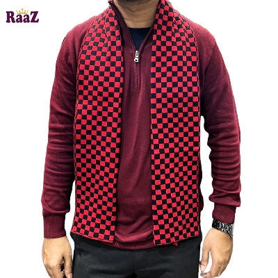 Picture of Black And Red Trendy Check Stylish Fashion Soft Scarf, Men's And Women' Woolen Winter Muffler