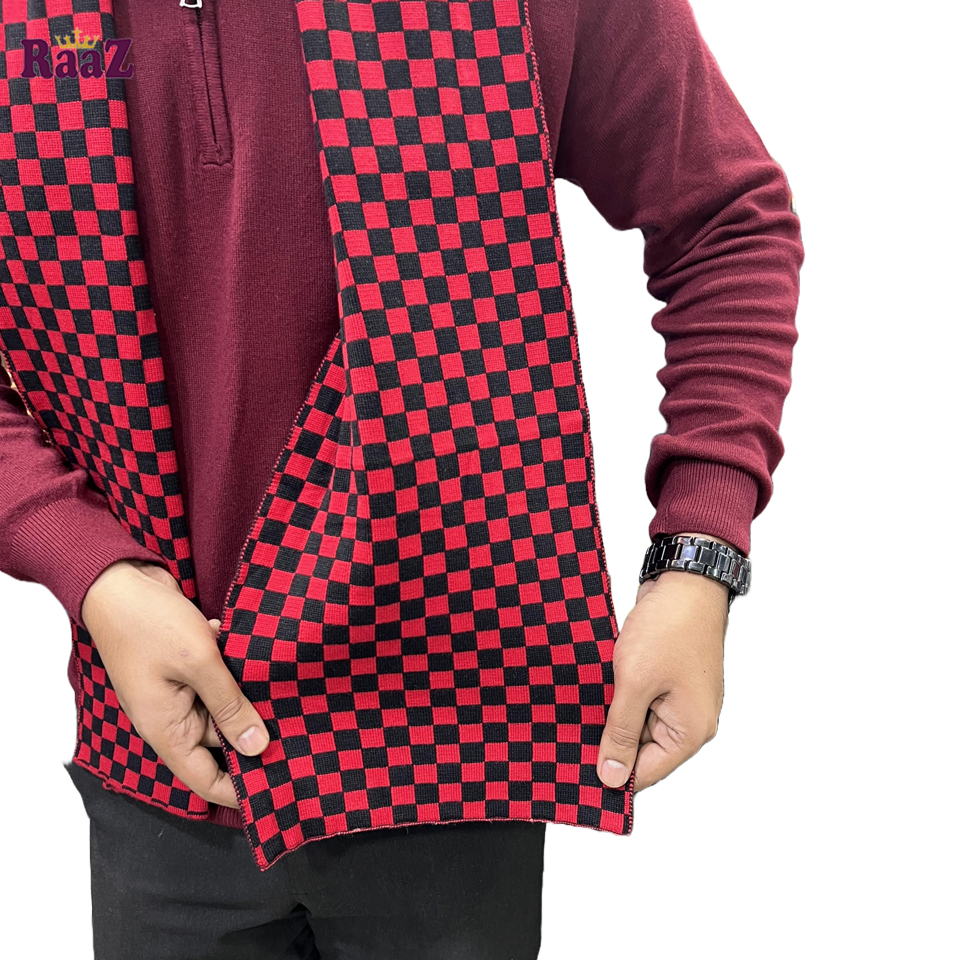 Picture of Black And Red Trendy Check Stylish Fashion Soft Scarf, Men's And Women' Woolen Winter Muffler