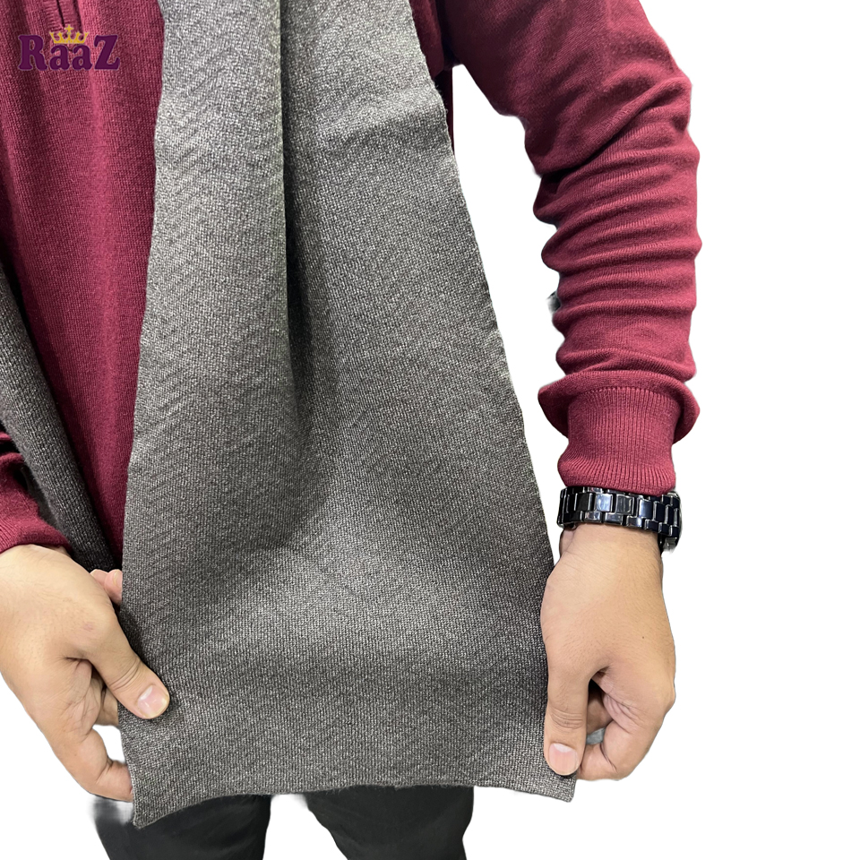 Picture of Grey Solid Color Trendy Check Stylish Fashion Soft Scarf, Men's And Women' Woolen Winter Muffler
