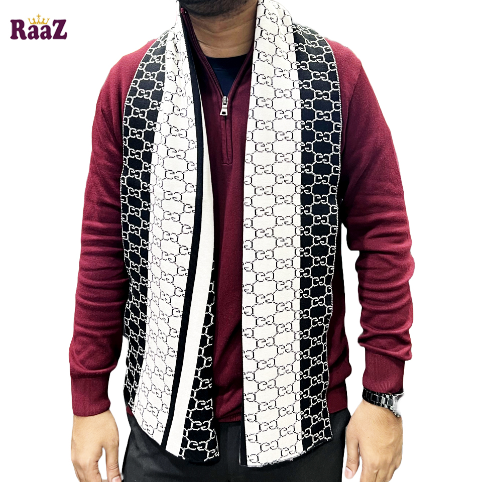 Picture of Black And White Trendy GG Logo Stylish Fashion Soft Scarf, Men's And Women' Woolen Winter Muffler