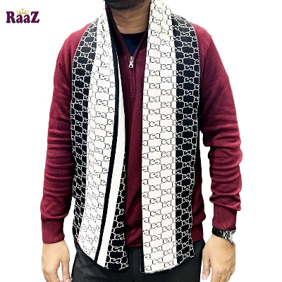 Picture of Black And White Trendy GG Logo Stylish Fashion Soft Scarf, Men's And Women' Woolen Winter Muffler