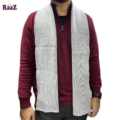 Picture of Silver Solid Color Trendy Check Stylish Fashion Soft Scarf, Men's And Women' Woolen Winter Muffler