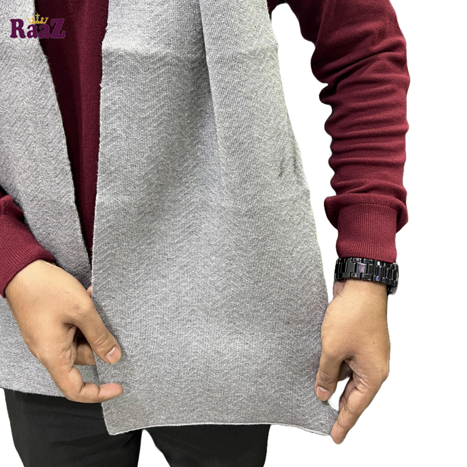 Picture of Silver Solid Color Trendy Check Stylish Fashion Soft Scarf, Men's And Women' Woolen Winter Muffler