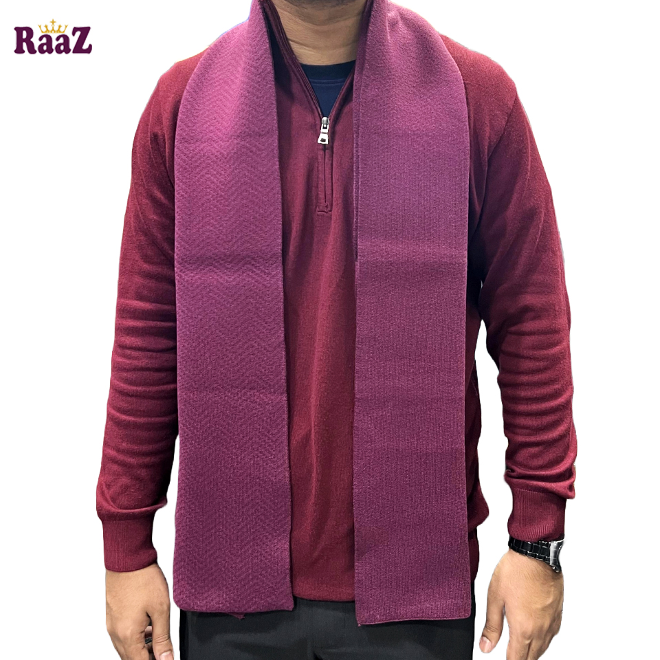 Picture of Maroon Solid Color Trendy Check Stylish Fashion Soft Scarf, Men's And Women' Woolen Winter Muffler