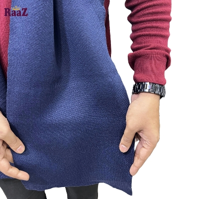 Picture of Navy Blue Solid Color Trendy Check Stylish Fashion Soft Scarf, Men's And Women' Woolen Winter Muffler