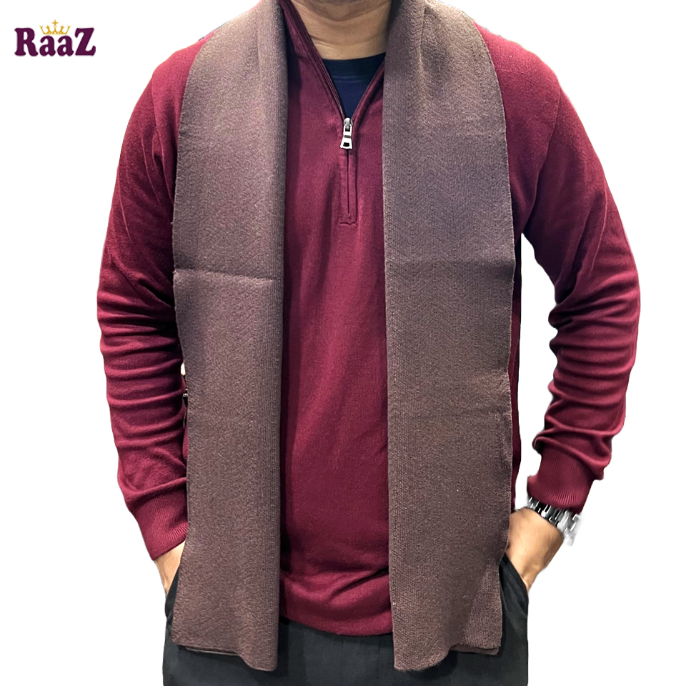 Picture of Coffee Solid Color Trendy Check Stylish Fashion Soft Scarf, Men's And Women' Woolen Winter Muffler