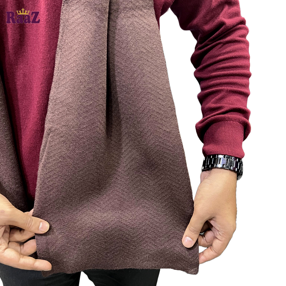 Picture of Coffee Solid Color Trendy Check Stylish Fashion Soft Scarf, Men's And Women' Woolen Winter Muffler