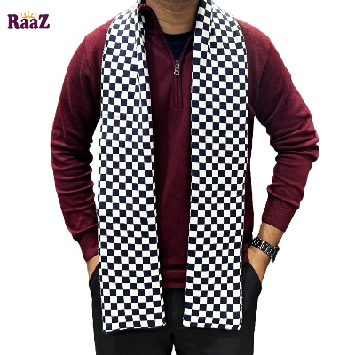 Picture of Black And White Trendy Check Stylish Fashion Soft Scarf, Men's And Women' Woolen Winter Muffler