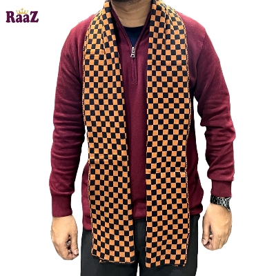 Picture of Black And Brown Trendy Check Stylish Fashion Soft Scarf, Men's And Women' Woolen Winter Muffler