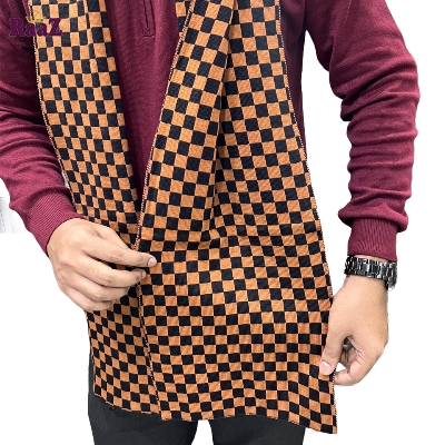 Picture of Black And Brown Trendy Check Stylish Fashion Soft Scarf, Men's And Women' Woolen Winter Muffler