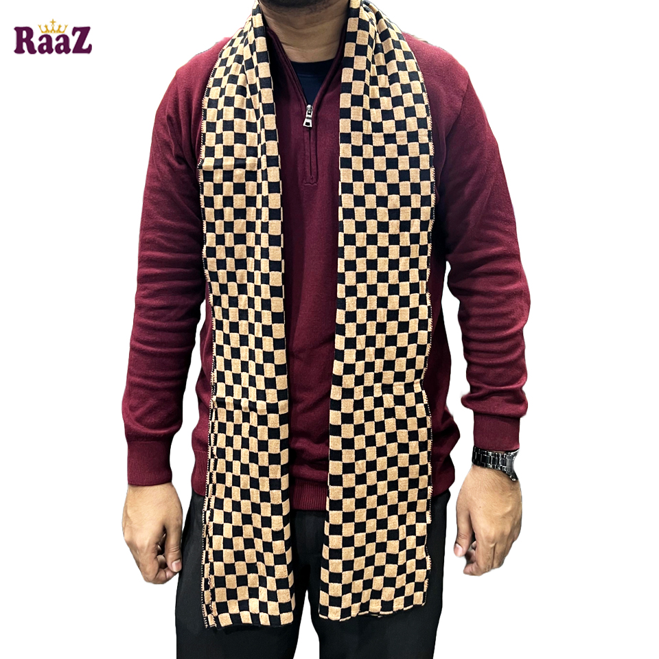 Picture of Black And Brown Trendy Check Stylish Fashion Soft Scarf, Men's And Women' Woolen Winter Muffler