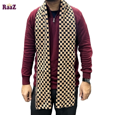 Picture of Black And Brown Trendy Check Stylish Fashion Soft Scarf, Men's And Women' Woolen Winter Muffler