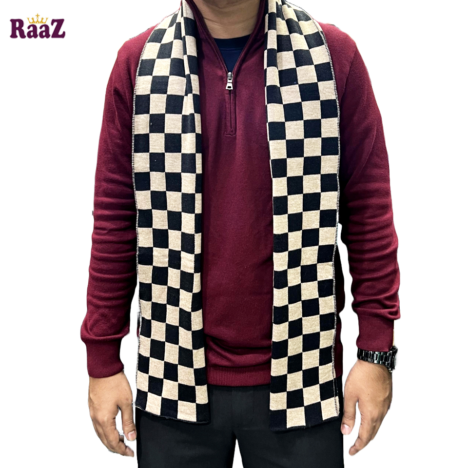 Picture of Black And Brown Check Trendy Check Stylish Fashion Soft Scarf, Men's And Women' Woolen Winter Muffler