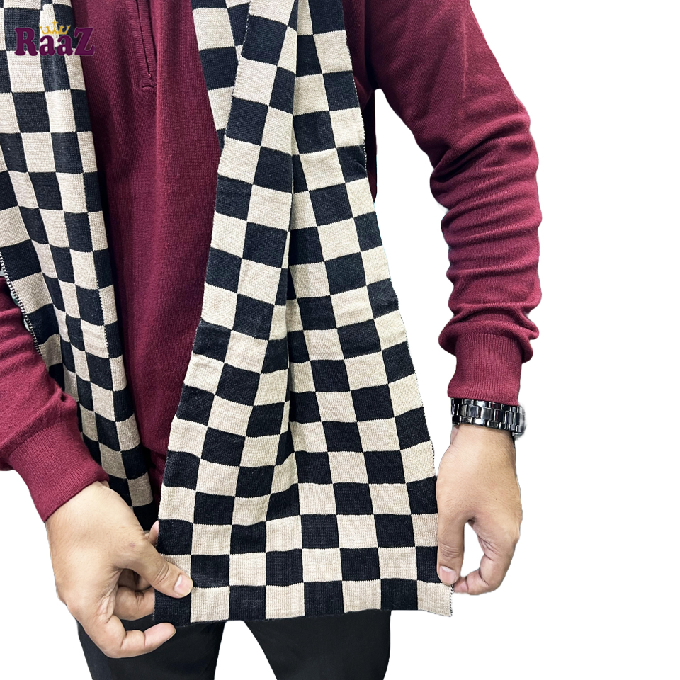 Picture of Black And Brown Check Trendy Check Stylish Fashion Soft Scarf, Men's And Women' Woolen Winter Muffler