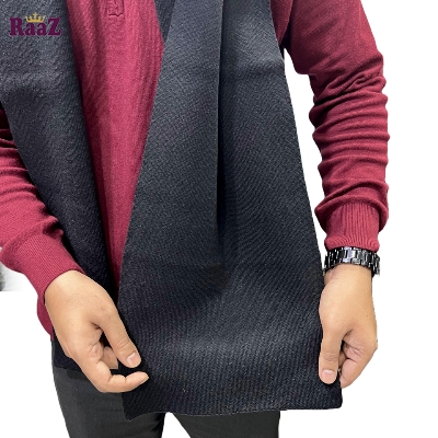 Picture of Black Solid Color Trendy Check Stylish Fashion Soft Scarf, Men's And Women' Woolen Winter Muffler
