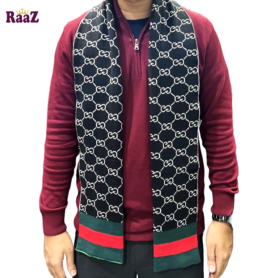 Picture of Black And White 2 in 1 Color Trendy Check Stylish Fashion Soft Scarf, Men's And Women' Woolen Winter Muffler