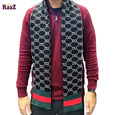 Picture of Black And White 2 in 1 Color Trendy Check Stylish Fashion Soft Scarf, Men's And Women' Woolen Winter Muffler