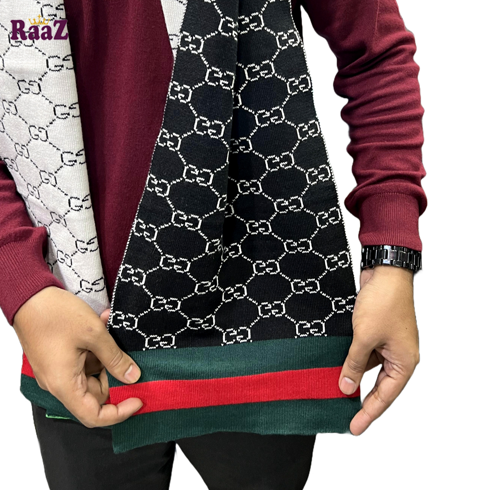 Picture of Black And White 2 in 1 Color Trendy Check Stylish Fashion Soft Scarf, Men's And Women' Woolen Winter Muffler