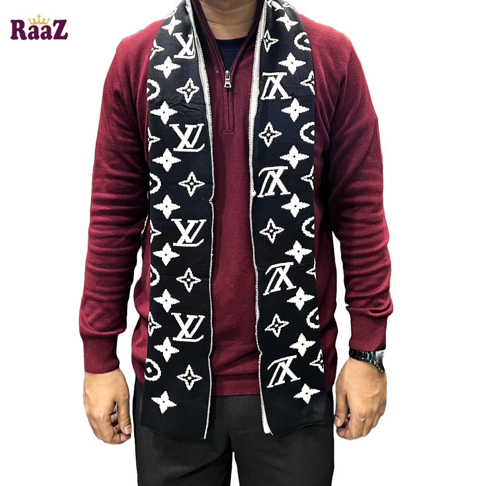 Picture of Black And White 2 in 1 Color Trendy Stylish Fashion Soft Scarf, Men's And Women' Woolen Winter Muffler