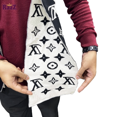 Picture of Black And White 2 in 1 Color Trendy Stylish Fashion Soft Scarf, Men's And Women' Woolen Winter Muffler