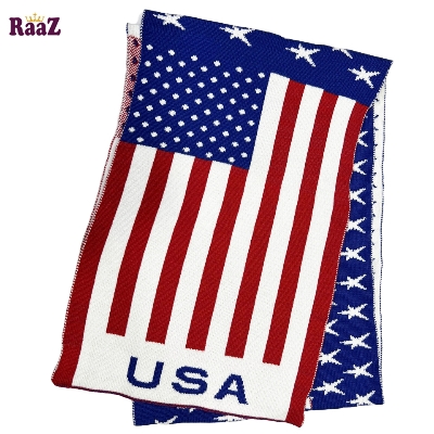 Picture of USA Flag 2 in 1 Trendy Stylish Fashion Soft Scarf, Men's And Women' Woolen Winter Muffler