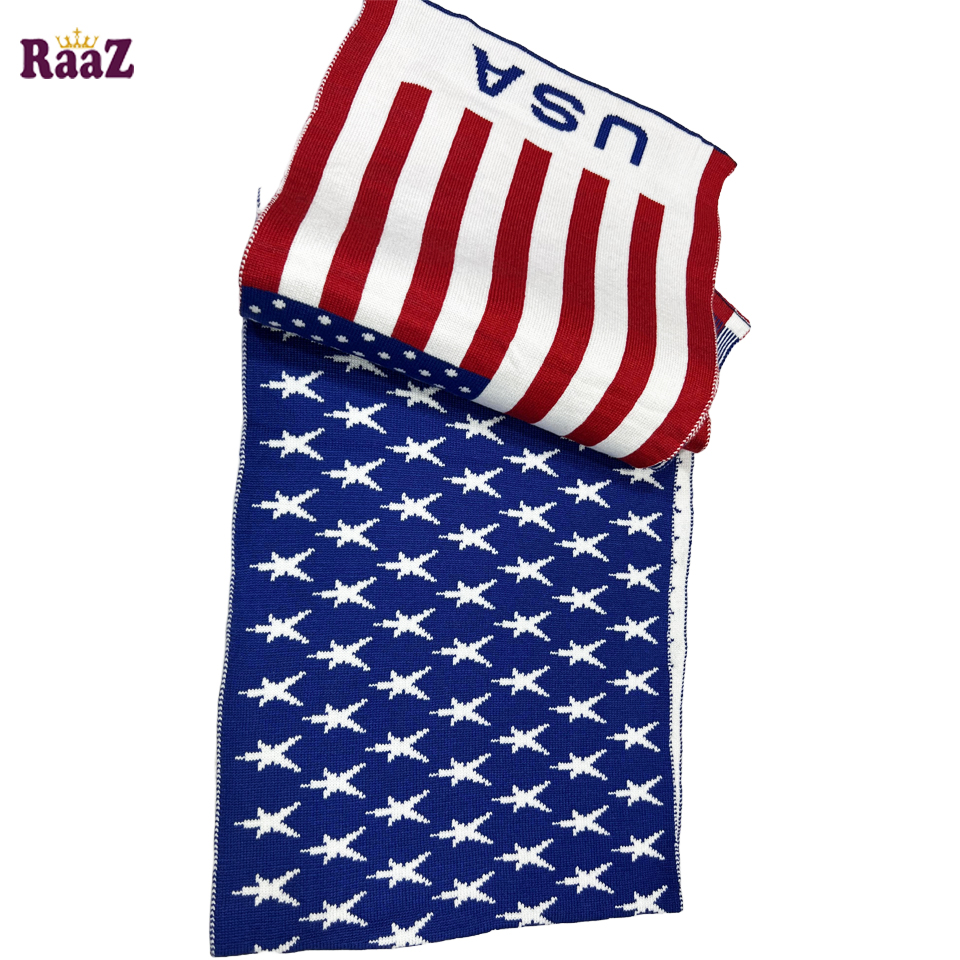 Picture of USA Flag 2 in 1 Trendy Stylish Fashion Soft Scarf, Men's And Women' Woolen Winter Muffler