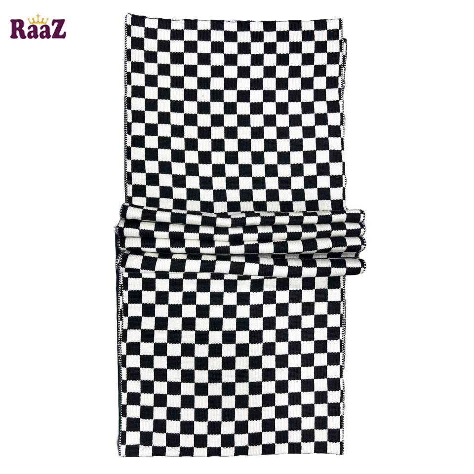 Picture of Black And White Check 2 in 1 Color Trendy Stylish Fashion Soft Scarf, Men's And Women' Woolen Winter Muffler