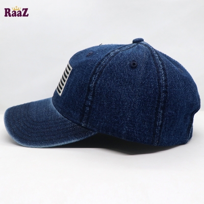 Picture of US Flag Embroidery Front Deep Blue Denim Curved Cap