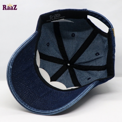 Picture of US Flag Embroidery Front Deep Blue Denim Curved Cap