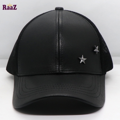 Picture of Black Leather Metal Star Half Net Curved Visor Cap