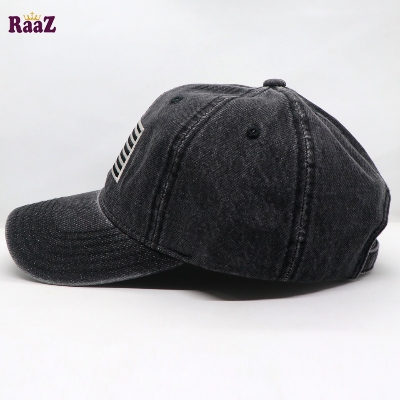 Picture of Black US Flag Embroidery Front Denim Curved Cap