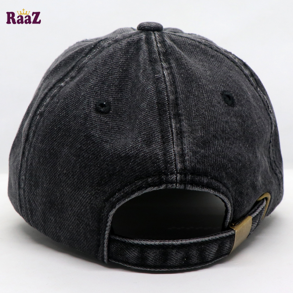 Picture of Black US Flag Embroidery Front Denim Curved Cap