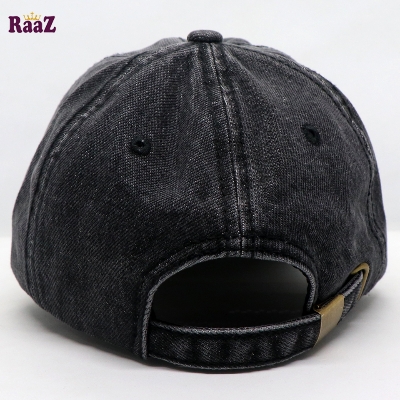 Picture of Black US Flag Embroidery Front Denim Curved Cap
