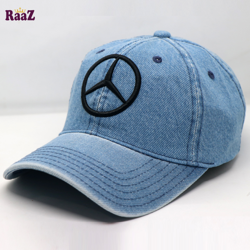 Picture of Mercedes Blue Denim Black Embroidery Denim Cap