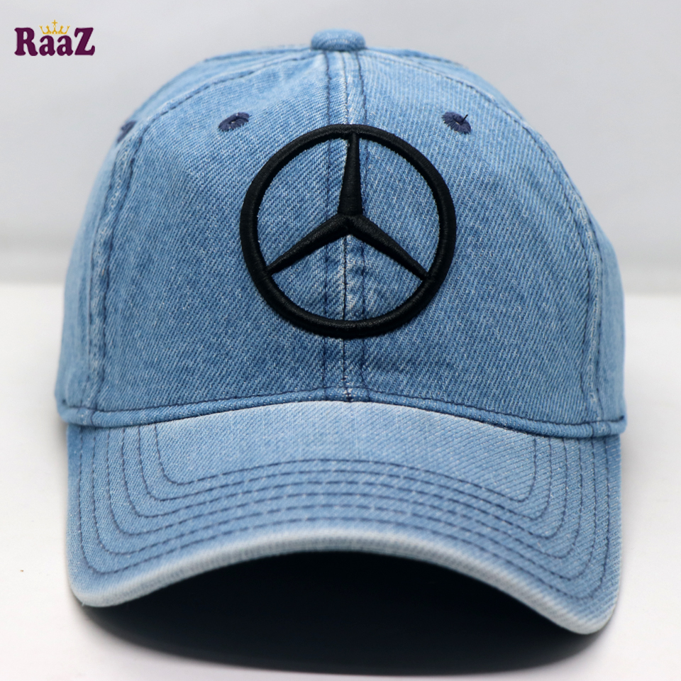 Picture of Mercedes Blue Denim Black Embroidery Denim Cap