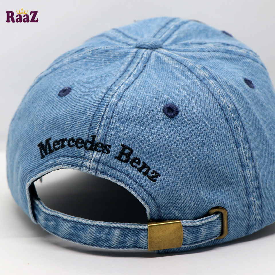 Picture of Mercedes Blue Denim Black Embroidery Denim Cap