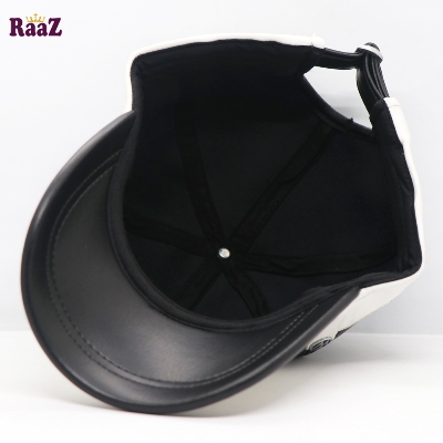Picture of Black White Leather Monochromic Curved Baseball Cap