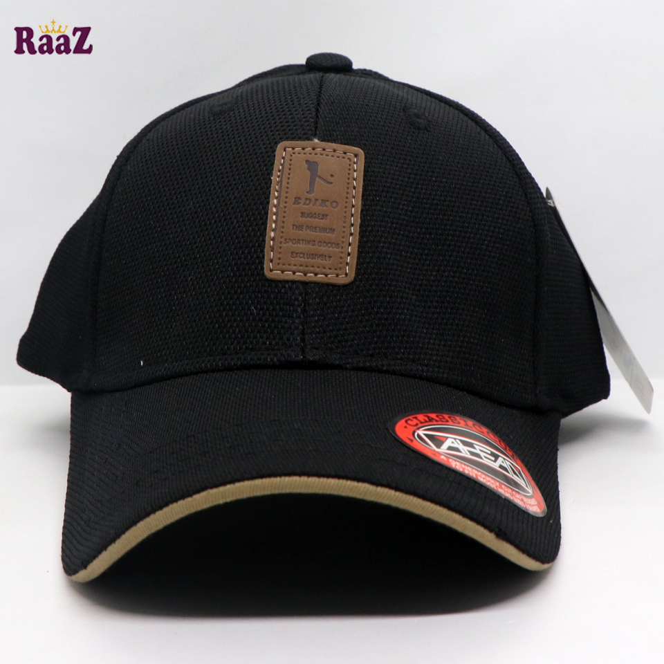 Picture of Black Cotton Adjustable Baseball Cap For Men And Women